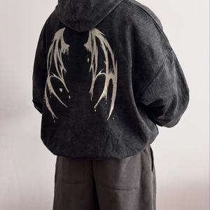 Sweat-shirt vintage délavé à l'acide de haute qualité, fabriqué sur mesure, poids lourd 420g, 100% coton, streetwear imprimé, sweat-shirt noir surdimensionné - Product Image 1