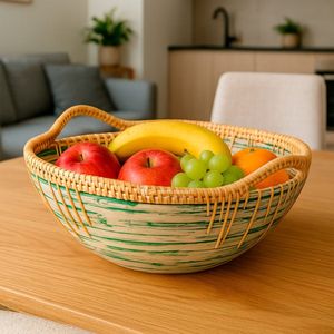 Minimalist Sustainable <b>Wicker</b> Bamboo Bowl, Handmade Bamboo <b>Basket</b> Bowl Dinnerware, Kitchen Decoration Vietnam Manufacturer - Product Image 3