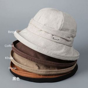 Sombrero de Pescador de Lino de Alta Calidad para Mujer, Estilo Japonés, Plegable, Tipo Bucket - Product Image 2