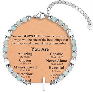 Pulsera de cuentas de piedra natural de 6 mm con cruz religiosa de amazonita y acero inoxidable, regalo de joyería para mujer ManChao - Product Image 4