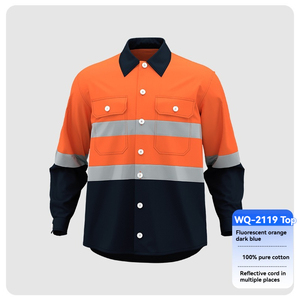 Camicia da Lavoro ad Alta Visibilità Traspirante ad Asciugatura Rapida con Logo, Manica Lunga in Cotone, Uniforme di Sicurezza per <span class=keywords><strong>Edilizia</strong></span>, Fabbrica, Magazzino, Uomo - Product Image 5