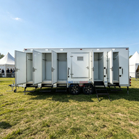 Ensemble douche et toilettes portables écologiques et durables pour extérieur, remorque de douche 4 à 10 postes avec station de lavage des mains
