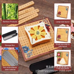 Bamboo Crochet Shaping Board <b>Set</b> 12x12 In With Pegs <b>For</b> DIY <b>Knitting</b> Crafting Tools - Product Image 3