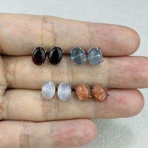 Boucles <span class=keywords><strong>d</strong></span>'oreilles de fiançailles de luxe en argent sterling massif ovale en pierre de lune S925 - Product Image 3