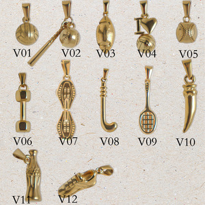 Varios Dijes Deportivos de Acero Inoxidable con Recubrimiento PVD de 18K |   Fútbol, Baloncesto, Fútbol Americano, Tenis, Golf, Béisbol |   Colgante para Hacer Joyas DIY - Product Image 1