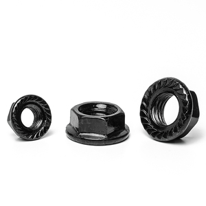 10 unids/bolsa de acero al carbono negro/tuerca de brida hexagonal de acero inoxidable con tuerca métrica de M3-M20 dentada DIN6923 - Product Image 2