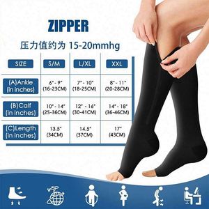 Compression <b>Socks</b> <b>Men</b> Women Support Knee Zipper Open Toe Thin Anti Fatigue Stretchy Casual Woven Cuff Over Knee Unisex - Product Image 6
