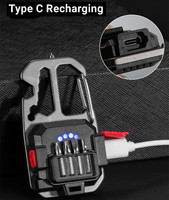 Mini lampe de travail LED rechargeable COB avec embouts de tournevis, aimant, ouvre-bouteille et marteau pour le camping en extérieur et les réparations