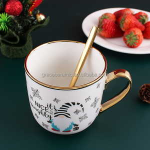Tasse de promotion bon marché bonhomme de neige cadeau de noël nouvel os tasse en porcelaine argent or galvanoplastie tasses en céramique de noël - Product Image 2