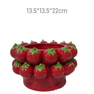 बगीचे की सजावट आउटडोर इटाली शैली में लक्जरी ट्रे विंटेज सजावटी फल के आकार के <span class=keywords><strong>vases</strong></span> फल उन पर 3 डी स्ट्रॉबेरी वेस फल - Product Image 1