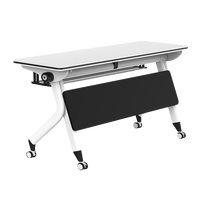 Table de formation pliante moderne avec design extensible, bureau et chaise combinés sur roulettes, structure métallique