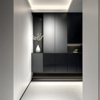 Mueble Zapatero de Lujo Personalizable con Múltiples Zonas y Luz LED para Recibidor, Armario de Almacenamiento de Madera para Pasillo