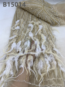 Chocoo Chất lượng cao phi đính cườm ren vải cho ăn mặc Thiết kế thời trang lưới thêu lông ren vải - Product Image 4