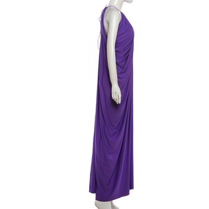 Abito lungo da donna con scollo all'americana, drappeggiato, senza maniche, arricciato, per eventi formali e serate - Sehe Fashion - Product Image 5