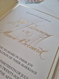 Ensemble d'invitations de mariage de poche à trois volets différent lieu tirage au sort enveloppe de poche texturée Rsvp Invitations de mariage ivoire - Product Image 6