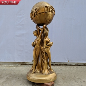 Escultura de <span class=keywords><strong>Bronce</strong></span> de Tamaño Real, La Tierra Es Tuya, Tres Damas Sosteniendo un Globo Terráqueo, Estatua de la Diosa Tierra para Jardín o Parque - Product Image 2