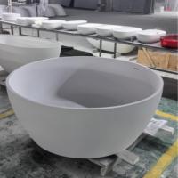 Baignoire autoportante ronde en surface solide pour deux personnes, fabriquée en Chine, taille personnalisée, en résine de pierre artificielle