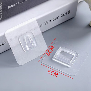 Sans poinçon solide sans couture Double rangée boucle en plastique mural support Transparent attache collant crochet de suspension - Product Image 4