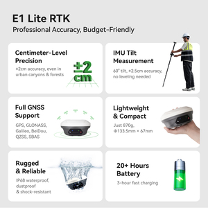 ชุดรับสัญญาณ GNSS รุ่น XYZ E1 Lite ระบบระบุตำแหน่งระดับเซนติเมตร ความเร็วสูง ติดตั้งง่าย ทนทาน ชุดฐานและชุดเคลื่อนที่ - Product Image 4