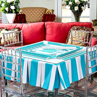 Nappe en coton rayée à volants Mahjong 55" x 55" portable pour soirées poker et soirées jeux