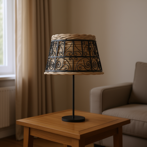 Brown Wicker <b>Lamp</b> <b>Shade</b> With Iron Decorative Inlays 15.0 X 9.1 Inch <b>For</b> <b>Lamp</b> Covers And <b>Shades</b> - Product Image 2
