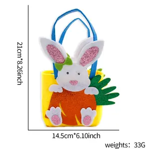 Easter Baskets for Kid Spring Felt Animal Bunny Tote Bags with Handle for Easter Egg Hunting Rabbit Reusable Gift Bags Storage