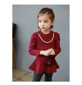 T-shirt long rouge à manches longues style coréen pour filles, vente en gros, fournisseur chinois - Product Image 3