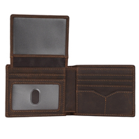 Set Dompet Kulit Asli Pria Crazy Horse dengan Logo Kustom Gratis, Anti RFID, Kulit Full Grain, Dilengkapi Jendela ID