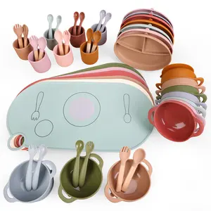 Conjunto de silicone infantil de placa de silicone, esteira de alimentação personalizada para crianças e bebês, impermeável e antiderrapante