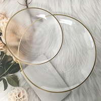 Assiettes jetables en plastique noir de qualité supérieure, design Spiralique élégant, couleur anthracite teinté, avec bord doré