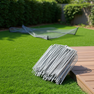 D0100X3083X Piquets métalliques robustes et durables pour filet d'ombrage de pelouse et de gazon, 1,57 pouce x 12 pouces, pour aménagement paysager et fixation de terrasses - Product Image 2