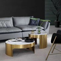 Tables basses de luxe au design nordique, ensemble de tables de salon modernes, plateau en marbre, table centrale et table d'appoint pour hôtel et usage domestique