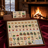 Ensemble de Mahjong américain illustré de luxe pour chalet de ski d'hiver, tuiles de Mahjong en acrylique gravées sur mesure, jeu de société cadeau de vacances, 160 tuiles