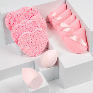 Juego de Esponjas de Maquillaje para Limpieza Facial, Forma de Corazón y Gota de Agua, Color Rosa, 3 Piezas, para Maquillaje Facial - Product Image 3