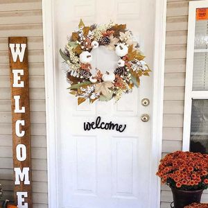 Magnifique couronne florale artificielle sur le thème de l'automne Longstar avec des couleurs d'automne vibrantes pour des décorations saisonnières élégantes de la porte de la maison - Product Image 5
