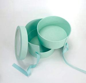 Premium kalite yuvarlak çiçek kutusu <span class=keywords><strong>2</strong></span> kat hediye kutuları lüks çiçek ve hediye düzenlemeleri kapaklı boyutu 7.8 dia. x 6.7 inç - Product Image 5