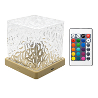 Projecteur d'ondes océaniques USB rechargeable 16 couleurs, cube lumineux avec télécommande, lampe de nuit LED 3D effet vague d'eau et aurore boréale pour la décoration de la maison