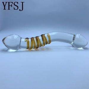 Gladde borosilicaatglas <span class=keywords><strong>dildo</strong></span> voor prostaat- en puntmassage, transparante theestripkleur, unisex voor vrouwen en mannen, 200x35mm, 259g - Product Image 2
