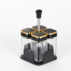Conjunto de Potes de Vidro Ecológicos Syh2056 com Suporte Giratório para Temperos, Pimenteiros, Sal, Açúcar, Ervas e Condimentos - Product Image 1