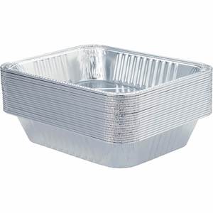 <b>Aluminium</b> Rectangle Disposable Food <b>Container</b> 2 Portion 1000ml 2.25lb 22x16x5cm Plastic Lid - Product Image 2