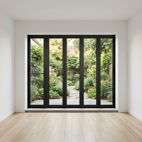 Porte pliante moderne Penjoy en aluminium à rupture de pont thermique, double vitrage trempé, moustiquaire en fibre de verre, pour entrée, patio, villa, extérieur