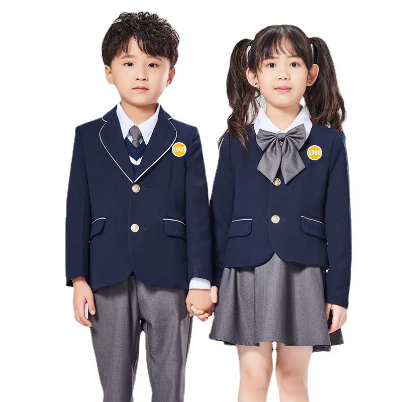 Children Royal Suits Teen Girls School Uniform British Style Suit Kids College Small Suit Blazer Pleated Skirt Formal