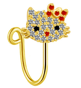 Gold red zirconium nose clip