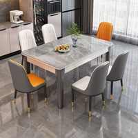 Table à Manger Rectangulaire Extensible en Bois Massif et Ardoise, Design Moderne et Simple, Luxe Accessible pour Salon de Maison ou Petit Appartement, Modèle 2025