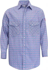 NFPA2112/CAT2 مقاوم للحريق Frc خفيف الوزن طويل الأكمام قميص منقوش قطني مقاوم للهب قمصان عمل لحام Fr - Product Image 2