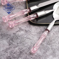 Service de table royal 2022, 16 pièces, 24 pièces, couverts complets, couleur rose personnalisée, manche en plastique, couverts en acier inoxydable, cuillère de table