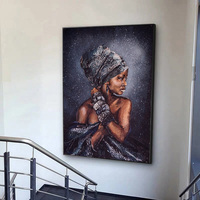 VERRE ART Lukisan Kanvas Cetak Potret Mewah 40x60cm Wanita Etnis dengan Desain Bintang