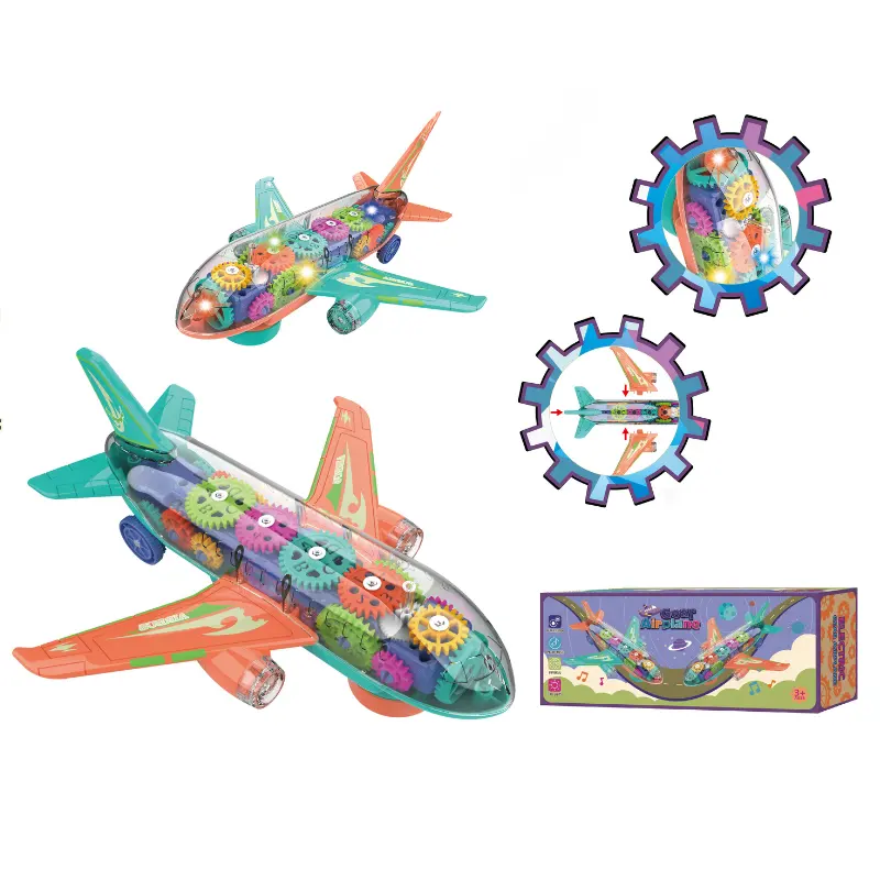 PANDAS desmontaje bebé Gear-Gear avión juguetes Universal Gear música acústica-óptica avión transparente DIY juguete eléctrico