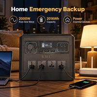 Générateur solaire portable 2000W, station d'alimentation 2016Wh, système de stockage d'énergie avec batterie LiFePO4 pour le camping, la maison et les situations d'urgence (OEM)