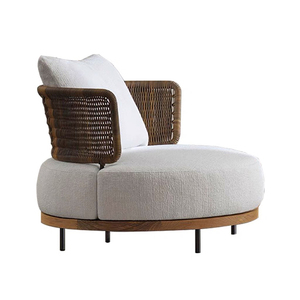 Canapé individuel de <span class=keywords><strong>jardin</strong></span> sculptural moderne en tissu texturé imperméable, en osier courbé, fabrication OEM - Product Image 1
